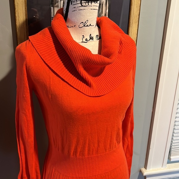 Old Navy Orange Cowl-Neck Bodycon Sweater Dress (S) - Picture 2 of 7